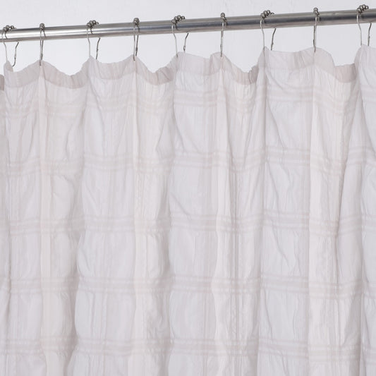 Pale Pink Modern Striped Crinkle Shower Curtain